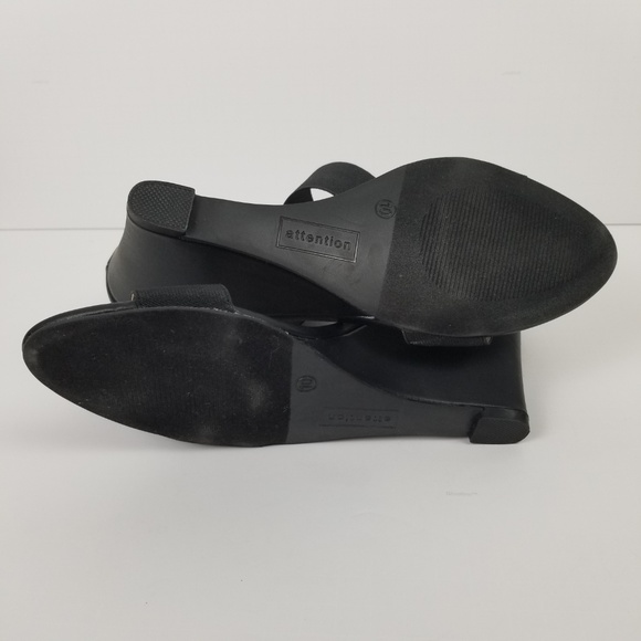 ATTENTION NWT Raven Black Open Toe Wedge Heel 10 - Picture 5 of 7